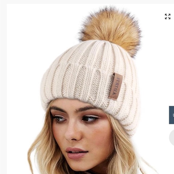 Furtalk beanie hat with faux fur ball nwot - Picture 1 of 6